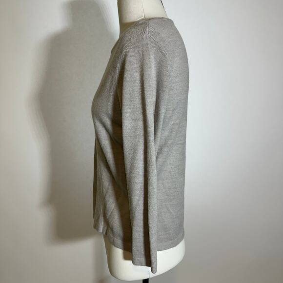 Evan Picone Gray Floral Embroidered 3/4 Sleeve Sweater Womens Size Small Vintage - Picture 5 of 10